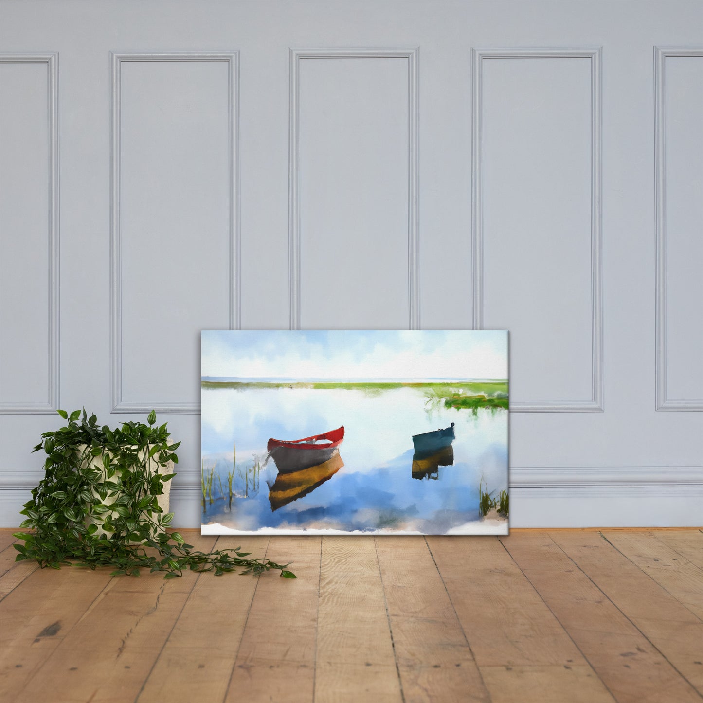 Boats on the Lake, Scenics, Digital Art, Canvas Print, High Quality Image, For Home Decor & Interior Design