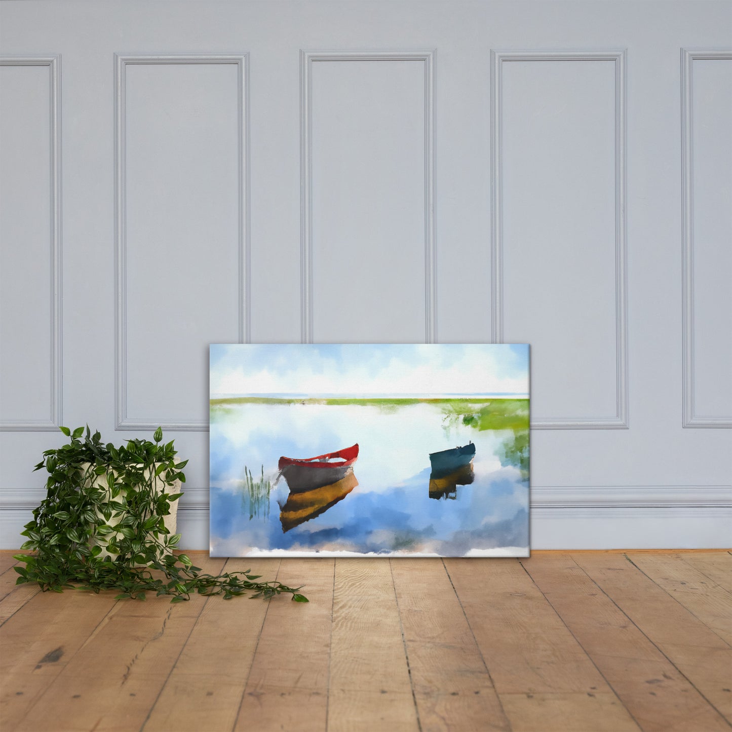 Boats on the Lake, Scenics, Digital Art, Canvas Print, High Quality Image, For Home Decor & Interior Design