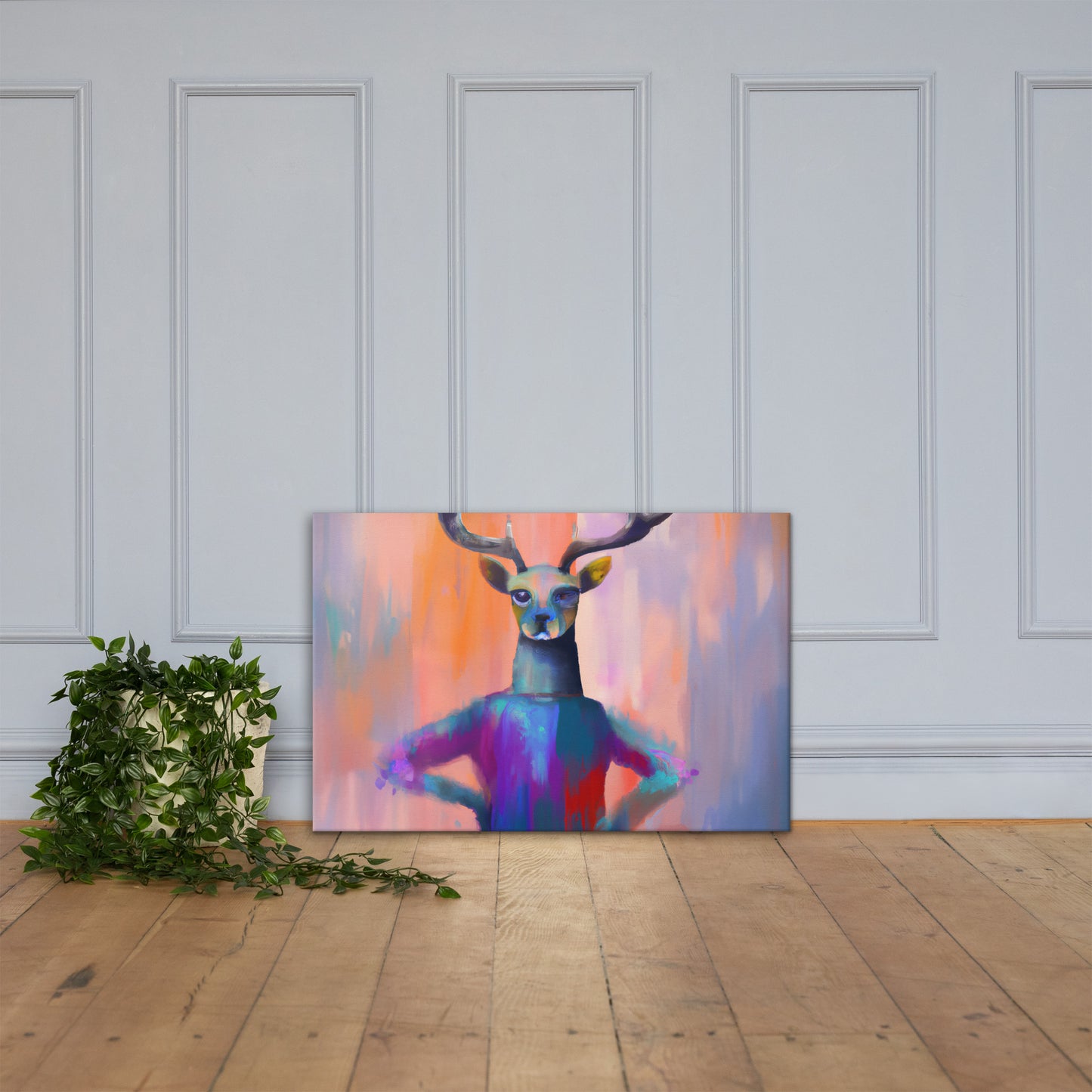 Yes Deer, Animal Life, Surreal, Parody, Digital Art, Giclee on Canvas with Signature, High Quality Image, For Home Decor & Interior Design