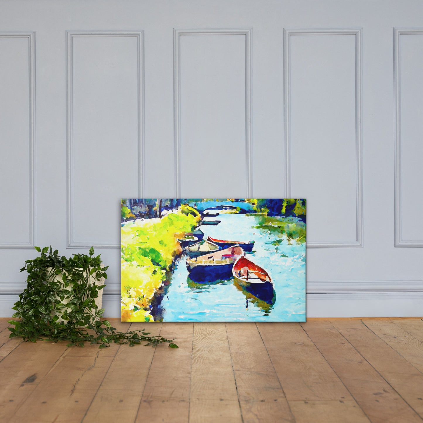 Boats on the Canal, Scenics, Digital Art, Canvas Print, High Quality Image, For Home Decor & Interior Design