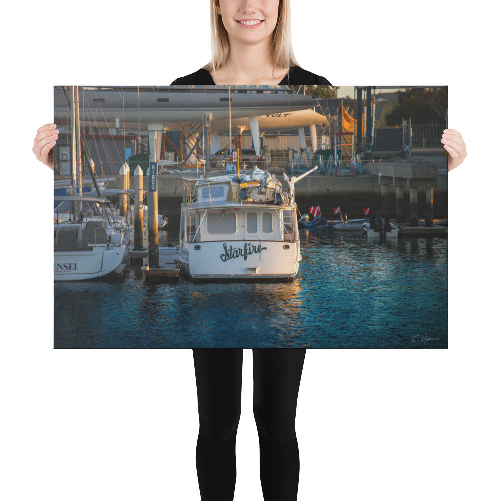 Boat Docked at the Marina, Photography, Canvas Print, High Quality Image, For Home Decor & Interior Design