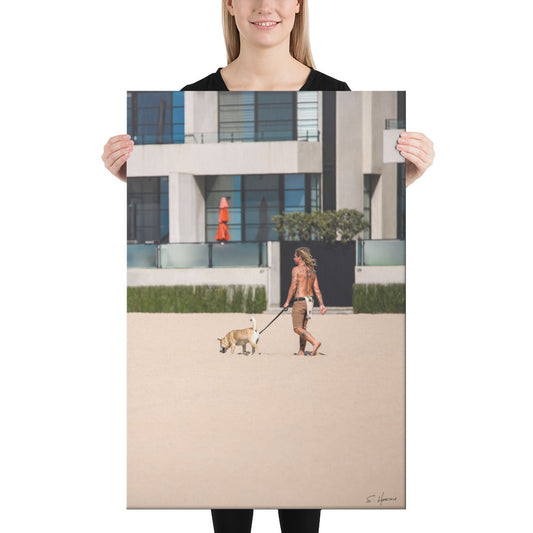 Walking the Dog at Venice Beach, California, Photography, Canvas Print, High Quality Image, For Home Decor & Interior Design