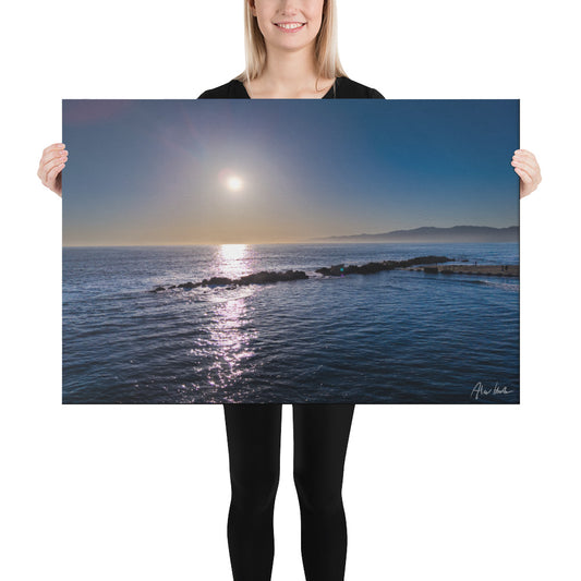 Sunset Over The Break Water, Venice Beach, California, Aerial Photography, Canvas Print, High Quality Image, For Home Decor & Interior Design