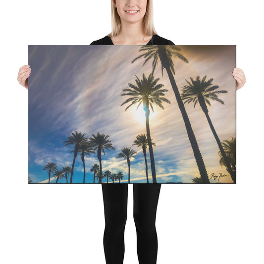 Palm Trees Against Hazy Skies, Scenic, California, Photography, Canvas Print, High Quality Image, For Home Decor & Interior Design