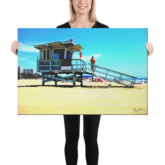 Lifeguard Station, Afternoon in Santa Monica, Scenic, California, Photography, Canvas Print, High Quality Image, For Home Decor & Interior Design