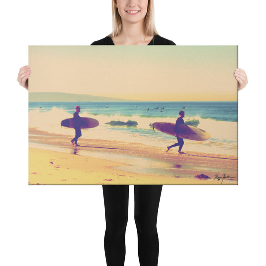Surfers At The Beach, Scenic, Beach Life, California, Photography, Canvas Print, High Quality Image, For Home Decor & Interior Design