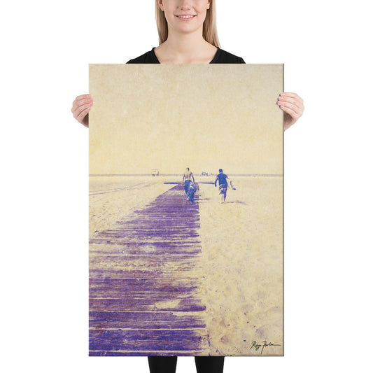 Surfers Walking Down the Beach Boardwalk, Beach Life, Venice, California, Scenic, Beach Life, Photography, Canvas Print, High Quality Image, For Home Decor & Interior Design