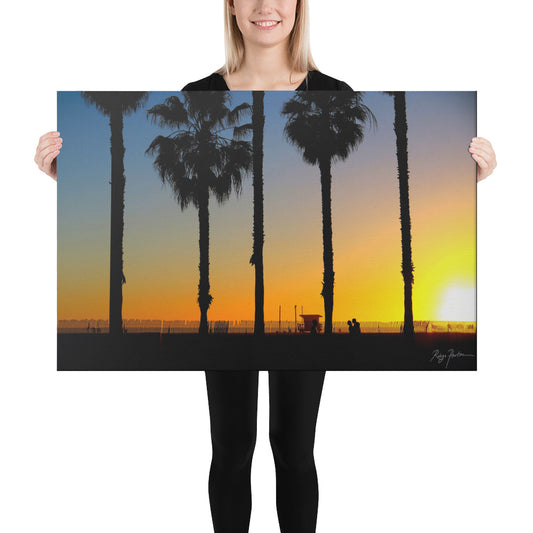 Boardwalk By The Beach At Sunset, Venice Beach, California, Scenic, Photography, Canvas Print, High Quality Image, For Home Decor & Interior Design