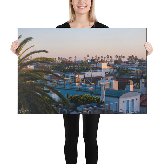 Sunset Over Venice, California, Scenic, Aerial Photography, Canvas Print, High Quality Image, For Home Decor & Interior Design