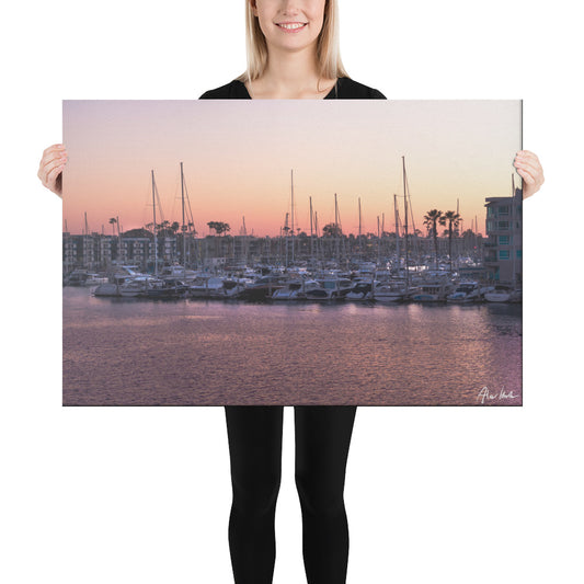 Sunset Over Marina del Rey, California, Scenic, Aerial Photography, Canvas Print, High Quality Image, For Home Decor & Interior Design