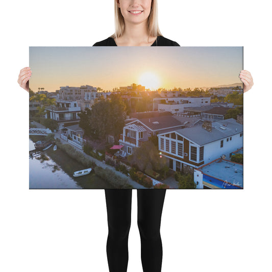 Sunset Over Venice, California, Scenic, Aerial Photography, Canvas Print, High Quality Image, For Home Decor & Interior Design