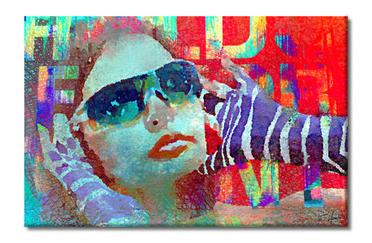 "Roller Girl", She Vibes, Sunglasses, Digital Art, Giclée on Canvas with Signature, High Quality Image, 26"x40", Limited Edition of 50