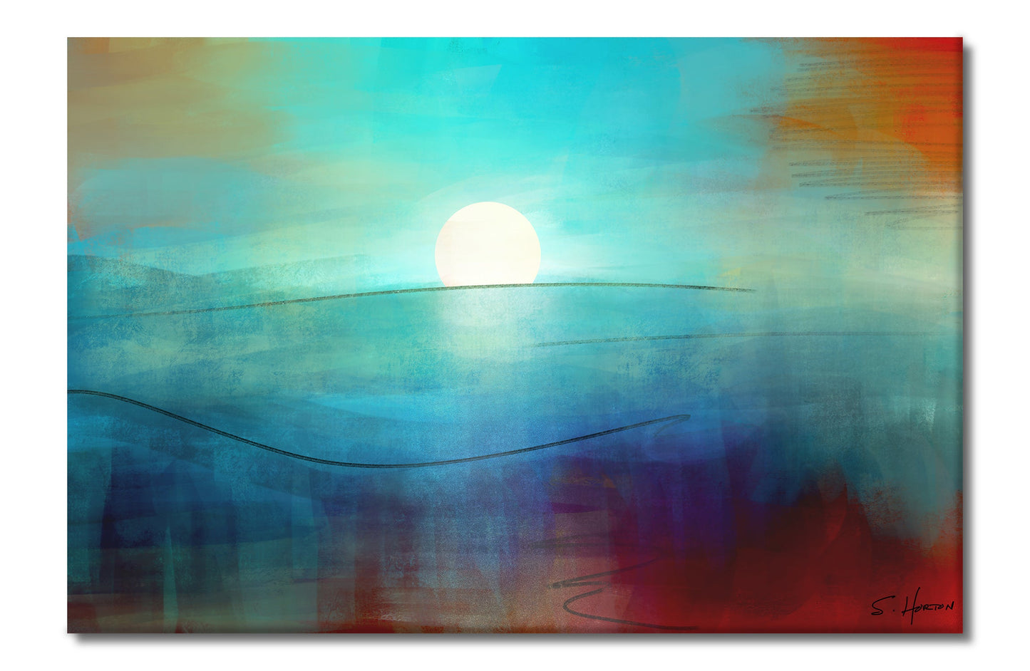 "Rising Moon Over The Horizon", Digital Art, Giclee on Canvas with Signature, High Quality Image, 24"x36" or 40"x60", Limited Edition of 50