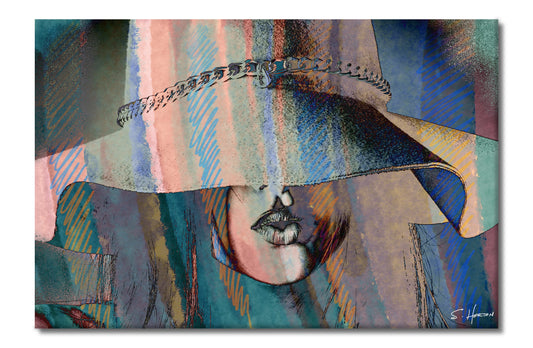 "Woman in the Large Hat" 001, She Vibes, Digital Art, Giclée on Canvas with Signature, High Quality Image, 24"x36" or 40"x60", Limited Edition of 50