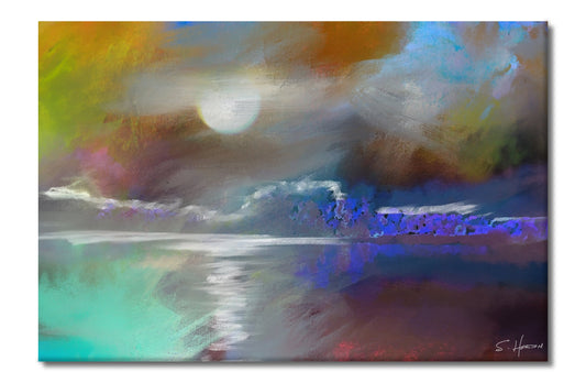 "Moonlight Over The Lake", Digital Art, Giclee on Canvas with Signature, High Quality Image, 24"x36" or 40"x60", Limited Edition of 50