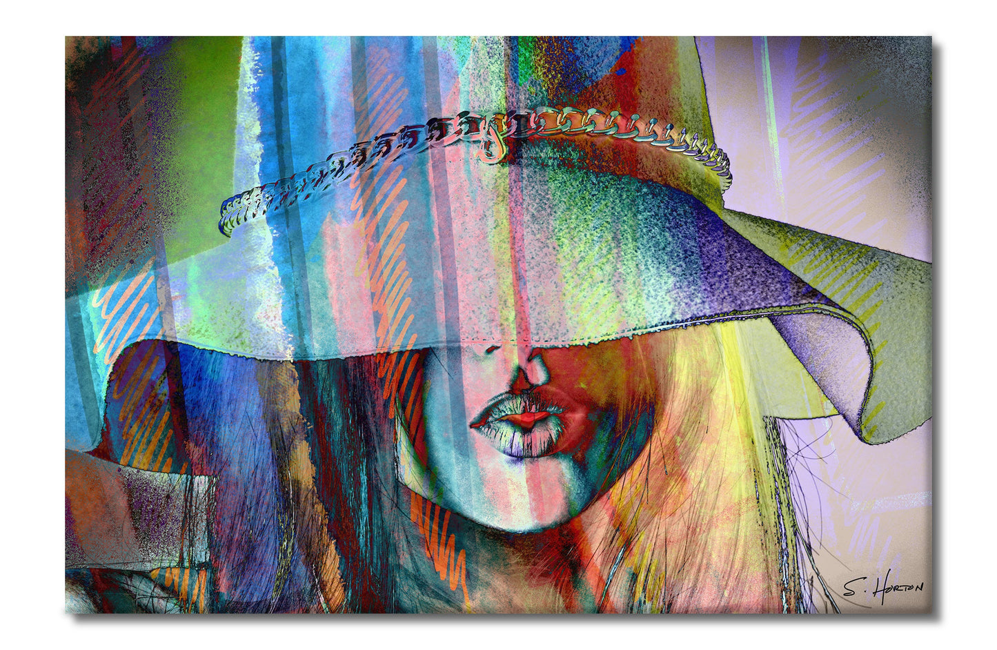 "Woman in the Large Hat" 002, She Vibes, Digital Art, Giclée on Canvas with Signature, High Quality Image, 24"x36" or 40"x60", Limited Edition of 50