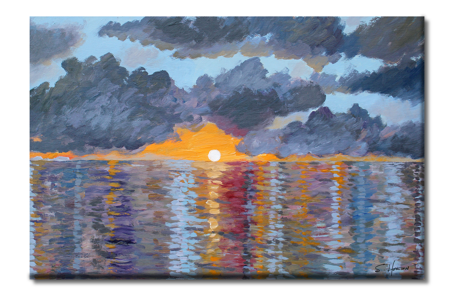 "Sunset Reflecting on the Ocean", Fine Art, Giclée on Canvas with Signature, High Quality Image, 24"x36" or 40"x60", Limited Edition of 50