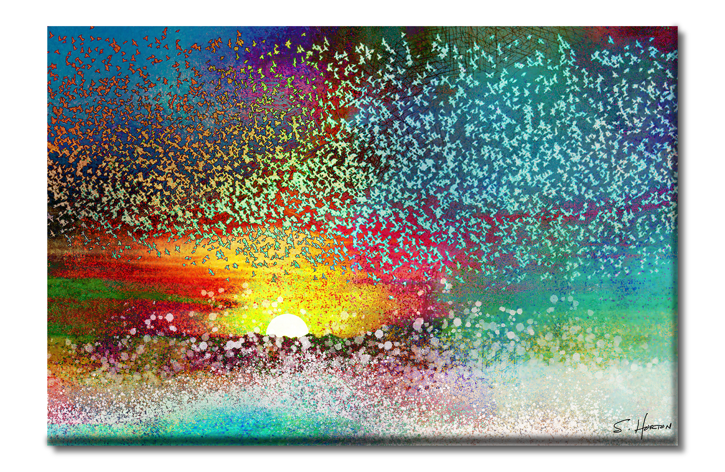 "Birds Taking Flight At Sunset", Digital Art, Giclee on Canvas with Signature, High Quality Image, 24"x36" or 40"x60", Limited Edition of 50