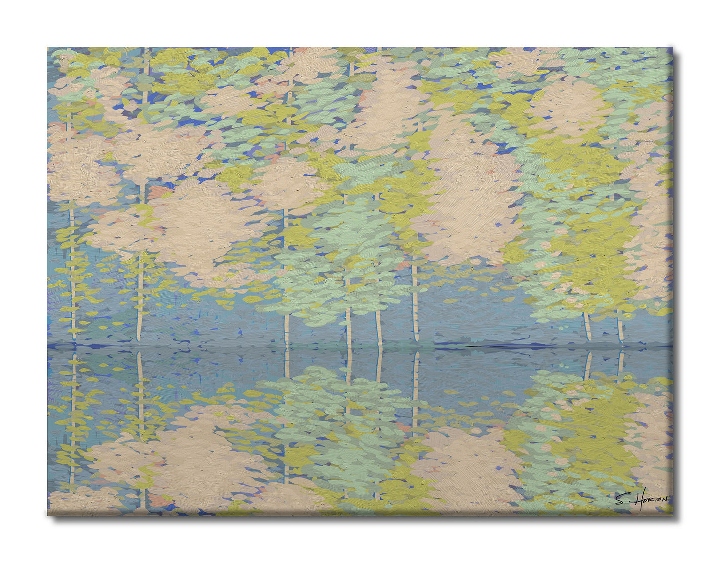 "Birches Along The Lakeshore", Digital Art, Giclee on Canvas with Signature, 30"x40", Limited Edition of 50