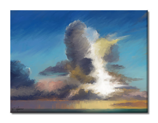 Thunderheads Over The Ocean, Digital Art, Giclee on Canvas with Signature, High Quality Image, 30"x40", Limited Edition of 50