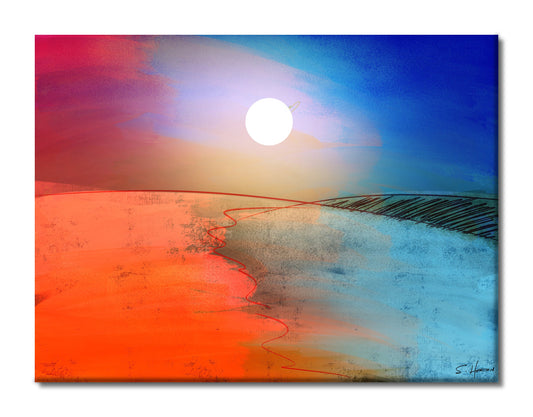 Moonlight Over The Hills, Digital Art, Giclee on Canvas with Signature, High Quality Image, 30"x40", Limited Edition of 50