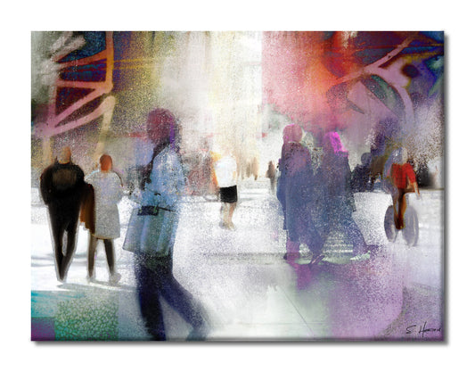 "Weekend in the Square", Digital Art, Giclée on Canvas with Signature, High Quality Image, 30"x40", Limited Edition of 50