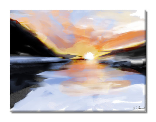 Early Morning Light Over The Lake, Digital Art, Giclee on Canvas with Signature, High Quality Image, 30"x40", Limited Edition of 50