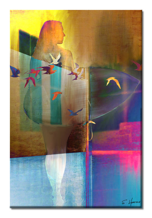 "Surf's Up", She Vibes, Digital Art, Giclée on Canvas with Signature, High Quality Image, 24"x36" or 40"x60", Limited Edition of 50