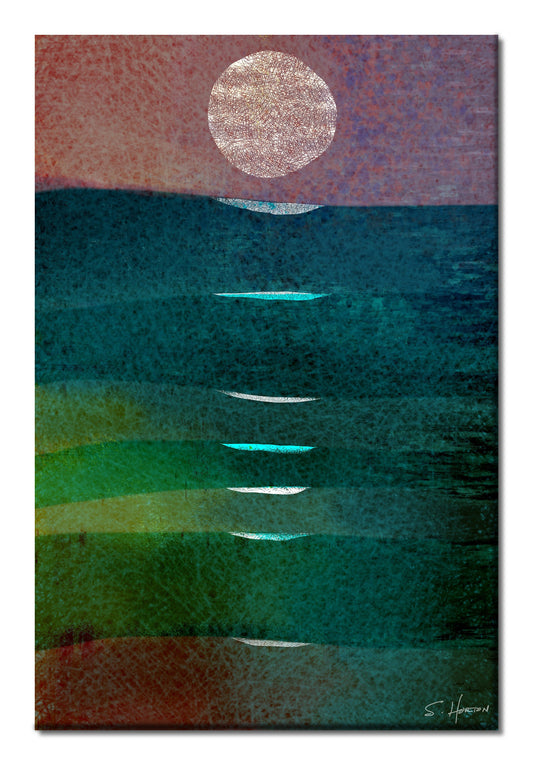 "Reflections of Moonlight on the Waves", Digital Art, Giclee on Canvas with Signature, High Quality Image, 24"x36" or 40"x60", Limited Edition of 50