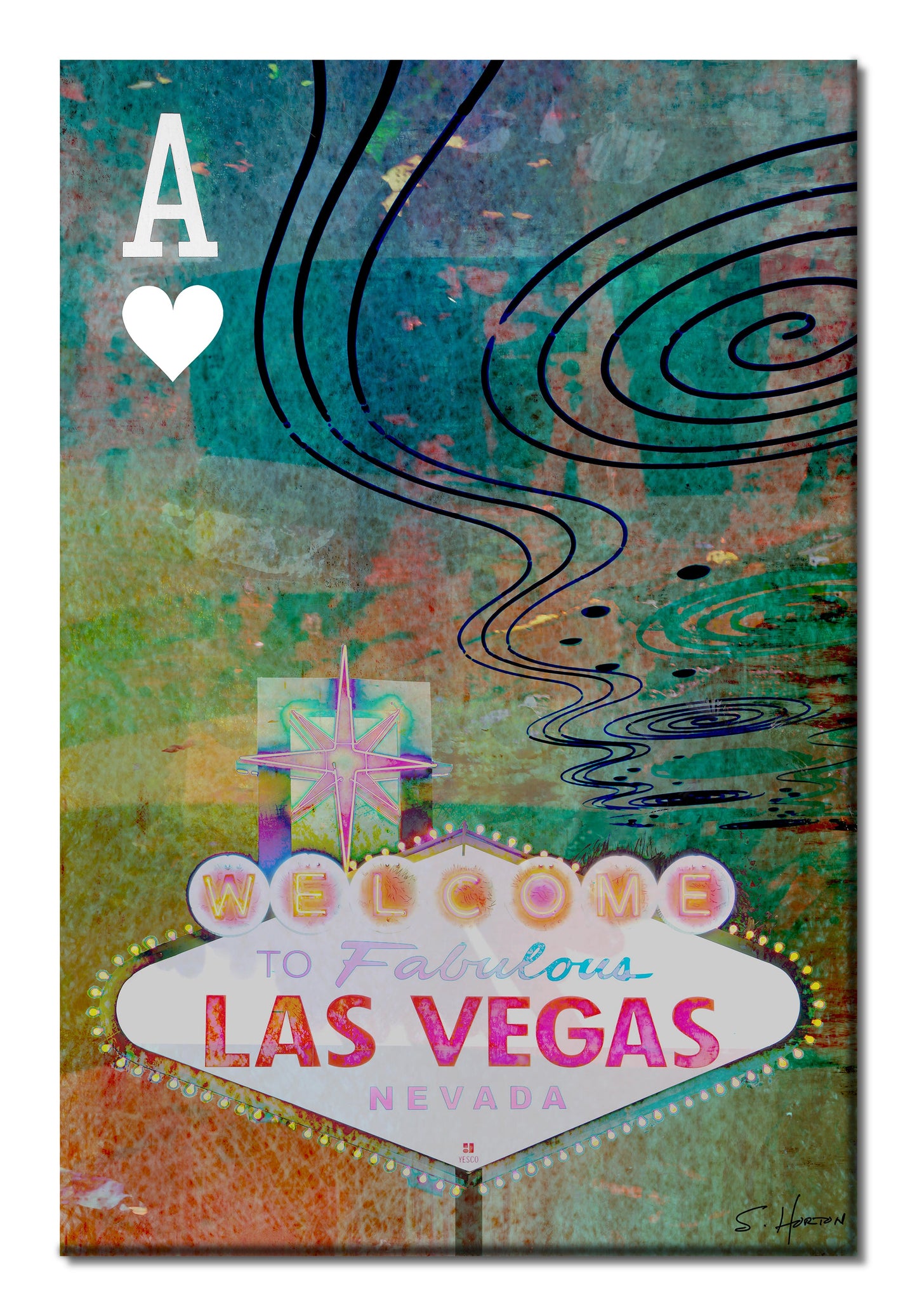 "Vegas Aces, Ace of Hearts", Digital Art, Giclée on Canvas with Signature, High Quality Image, 24"x36" or 40"x60", Limited Edition of 50