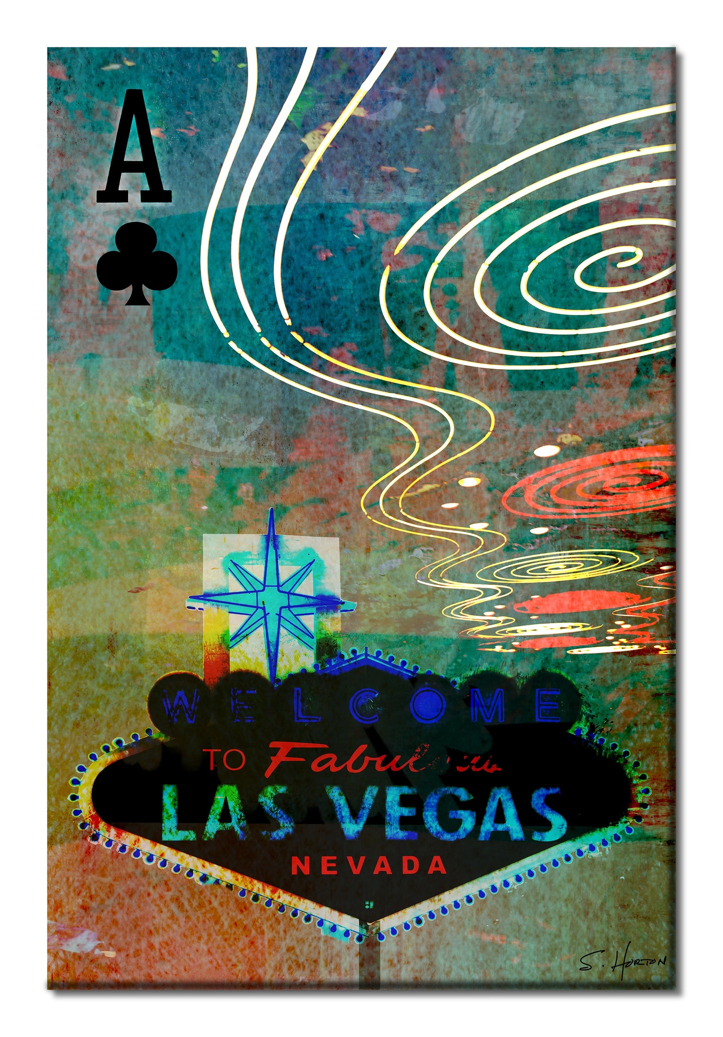 "Vegas Aces, Ace of Clubs", Digital Art, Giclée on Canvas with Signature, High Quality Image, 24"x36" or 40"x60", Limited Edition of 50