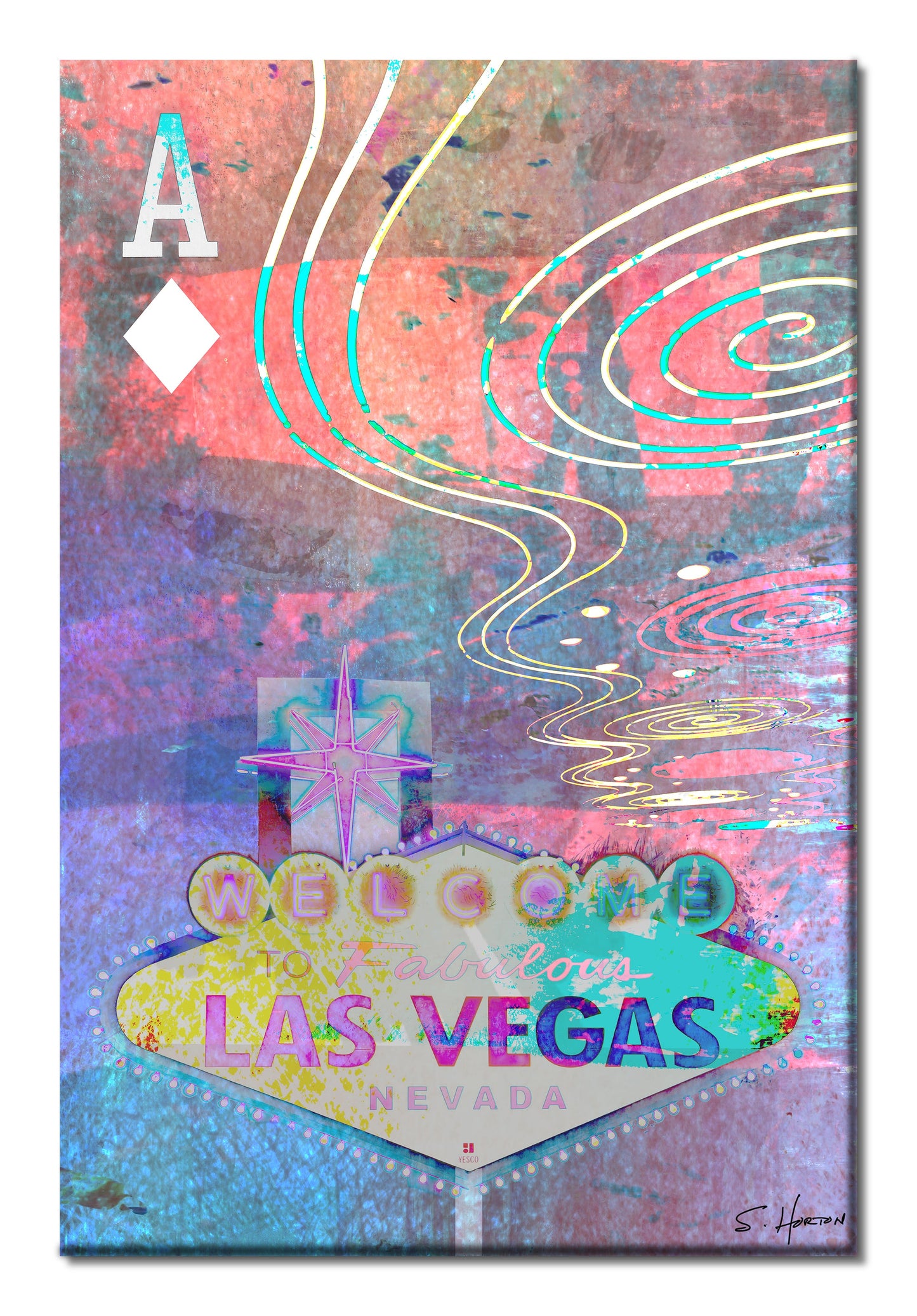 "Vegas Aces, Ace of Diamonds", Digital Art, Giclée on Canvas with Signature, High Quality Image, 24"x36" or 40"x60", Limited Edition of 50