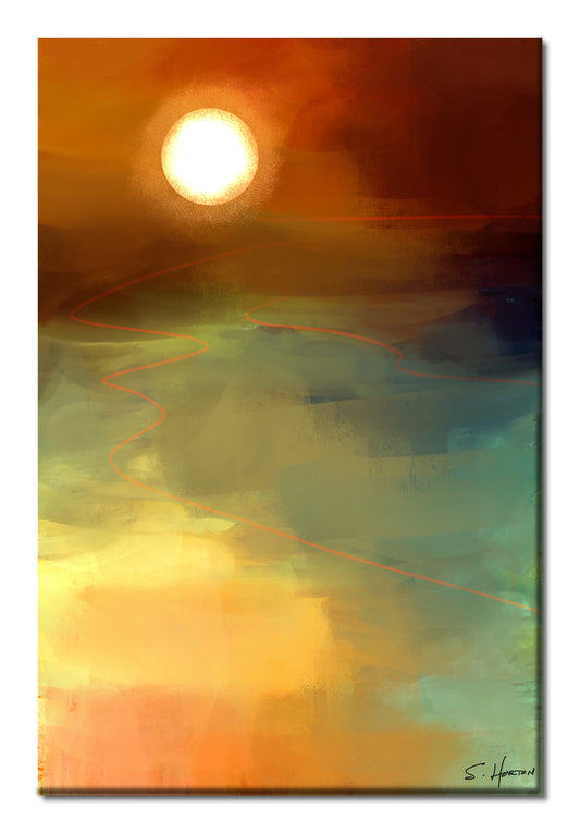 Sunset Over Golden Fields, Digital Art, Giclee on Canvas with Signature, 24"x36" or 40"x60", Limited Edition of 50