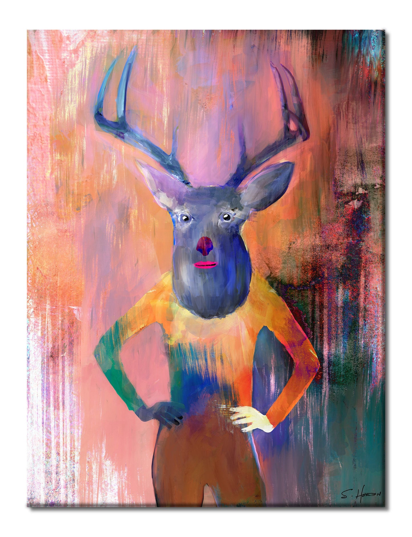 "Elk-a", Animal Life, Surreal, Parody, Digital Art, Giclée on Canvas with Signature, High Quality Image, 30"x40", Limited Edition of 50