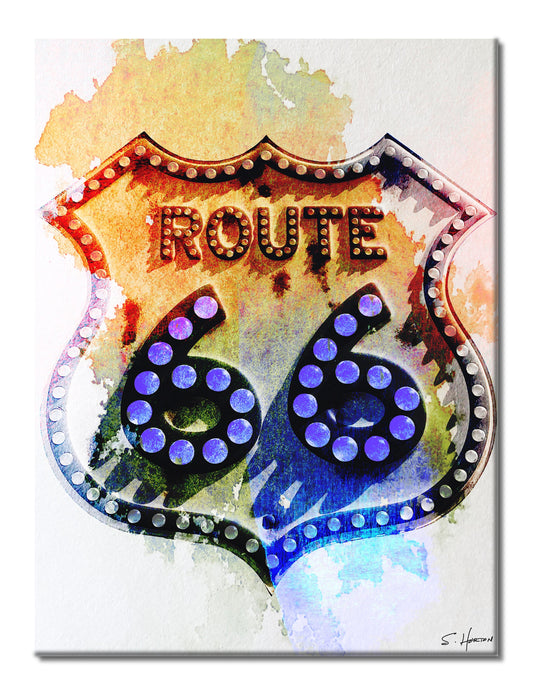 "Route 66 Sign", Route 66 Series, Digital Art, Giclée on Canvas with Signature, High Quality Image, 30"x40", Limited Edition of 50