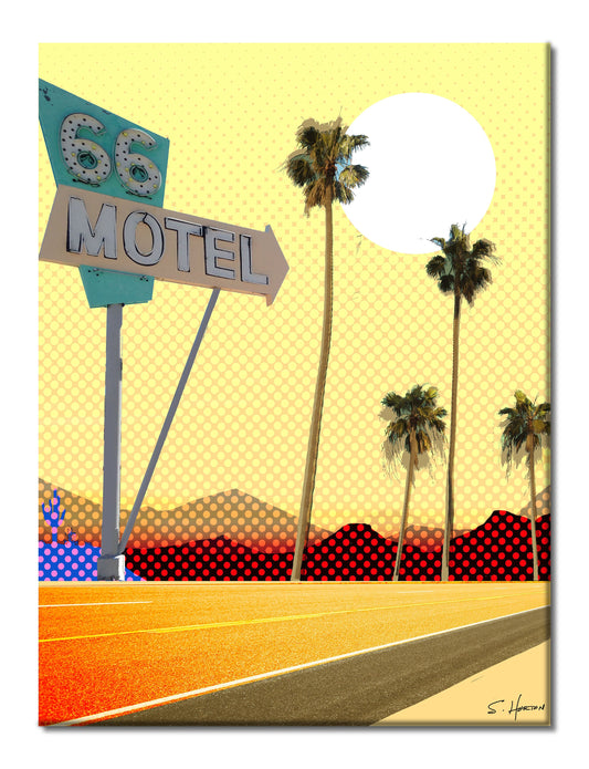 "66 Motel", Route 66 Series, Digital Art, Giclée on Canvas with Signature, High Quality Image, 30"x40", Limited Edition of 50