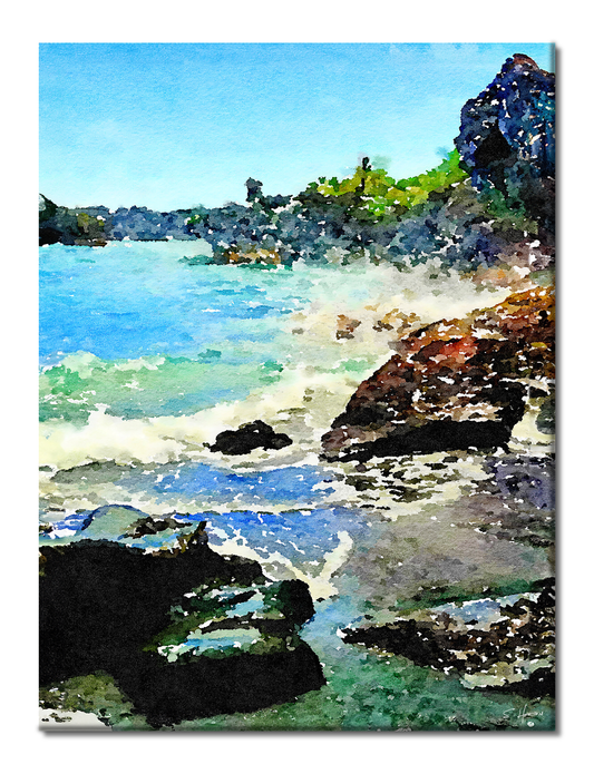 Tropical Shores, Beach Life, Digital Art, Giclee on Canvas with Signature, High Quality Image, 30"x40", Limited Edition of 50