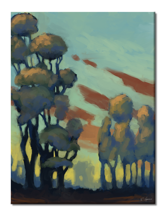 Clouds Through The Trees At Sunrise, Digital Art, Giclee on Canvas with Signature, High Quality Image, 30"x40", Limited Edition of 50