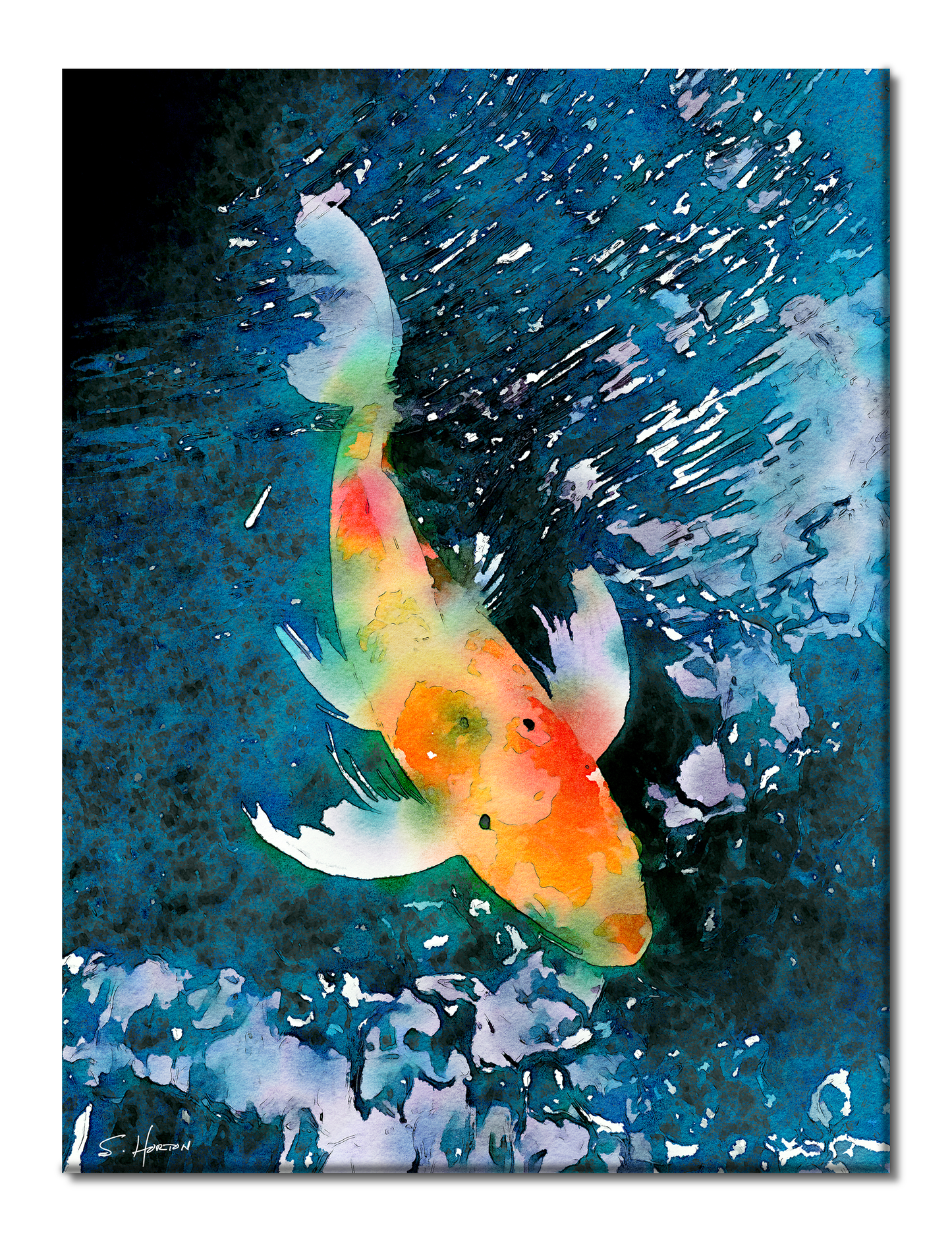 "Swimming in the Koi Pond", Scenic, Animal Life, Digital Art, Giclée on Canvas with Signature, High Quality Image, 30"x40", Limited Edition of 50