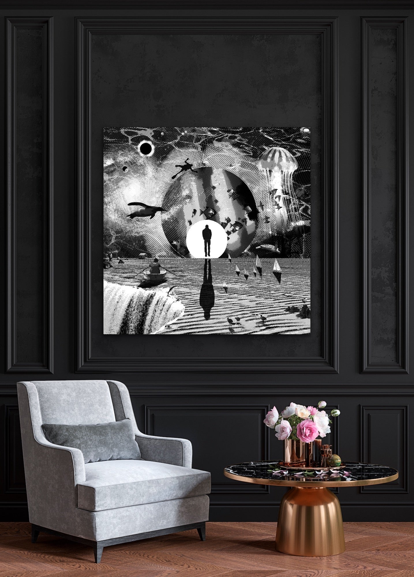 Dreamcatchers 01 - Surreal Limited Edition Giclée, Black & White on Canvas