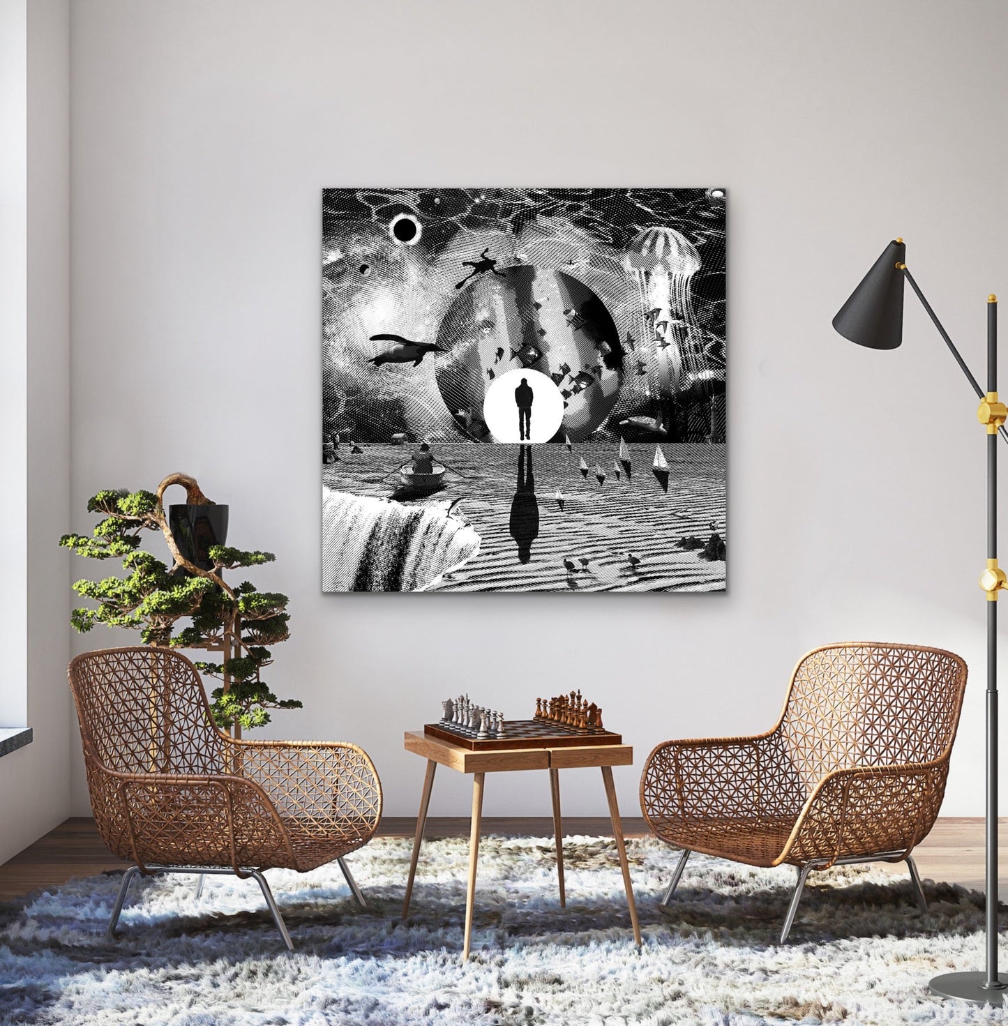 Dreamcatchers 01 - Surreal Limited Edition Giclée, Black & White on Canvas