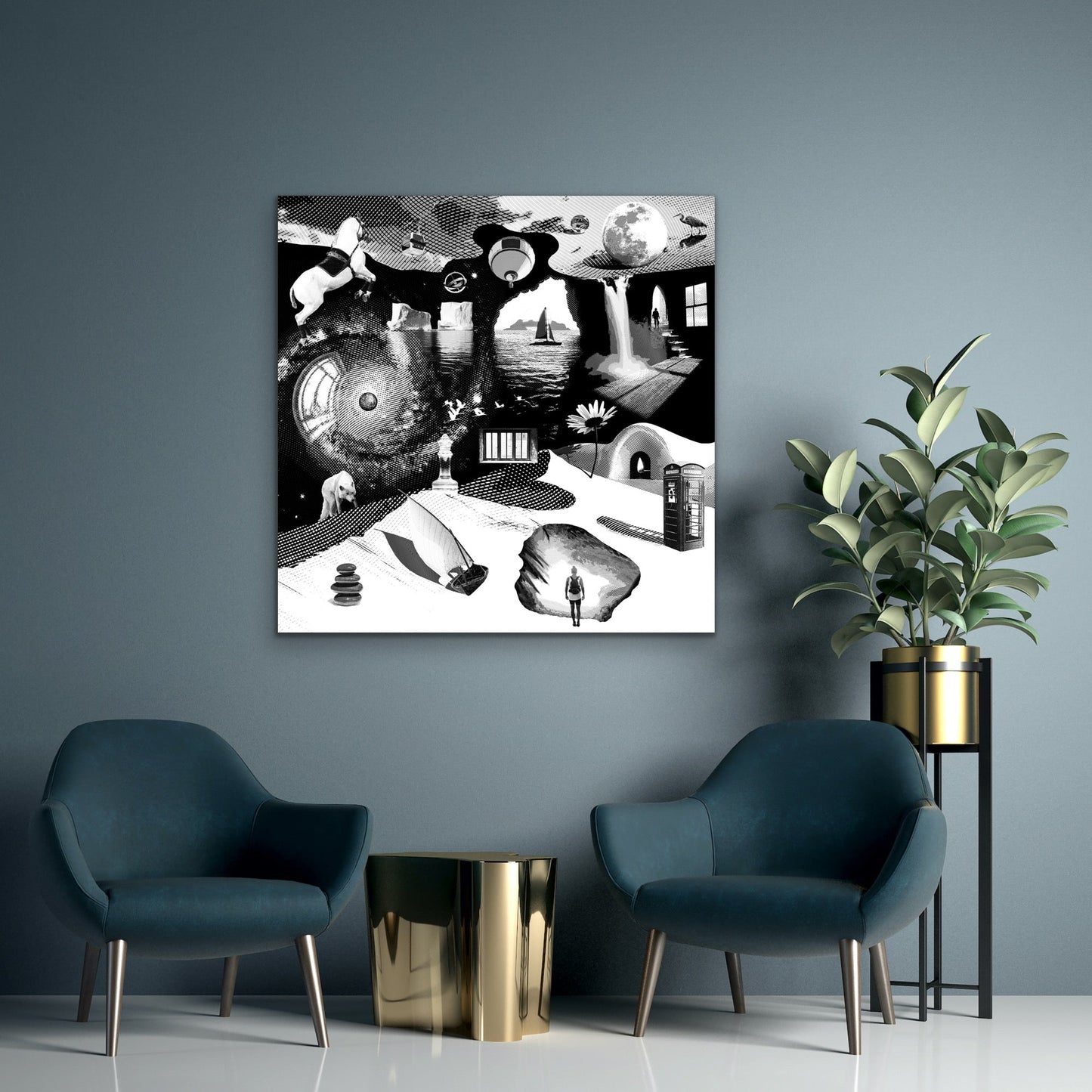 Dreamcatchers 02 - Surreal Limited Edition Giclée, Black & White on Canvas