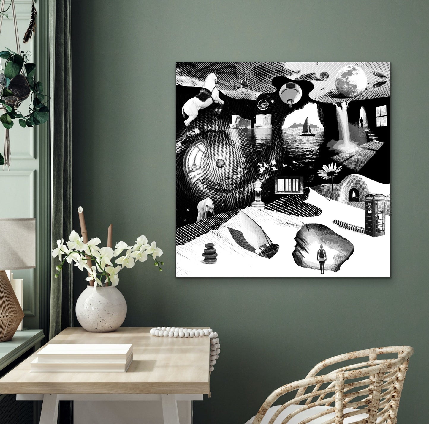 Dreamcatchers 02 - Surreal Limited Edition Giclée, Black & White on Canvas