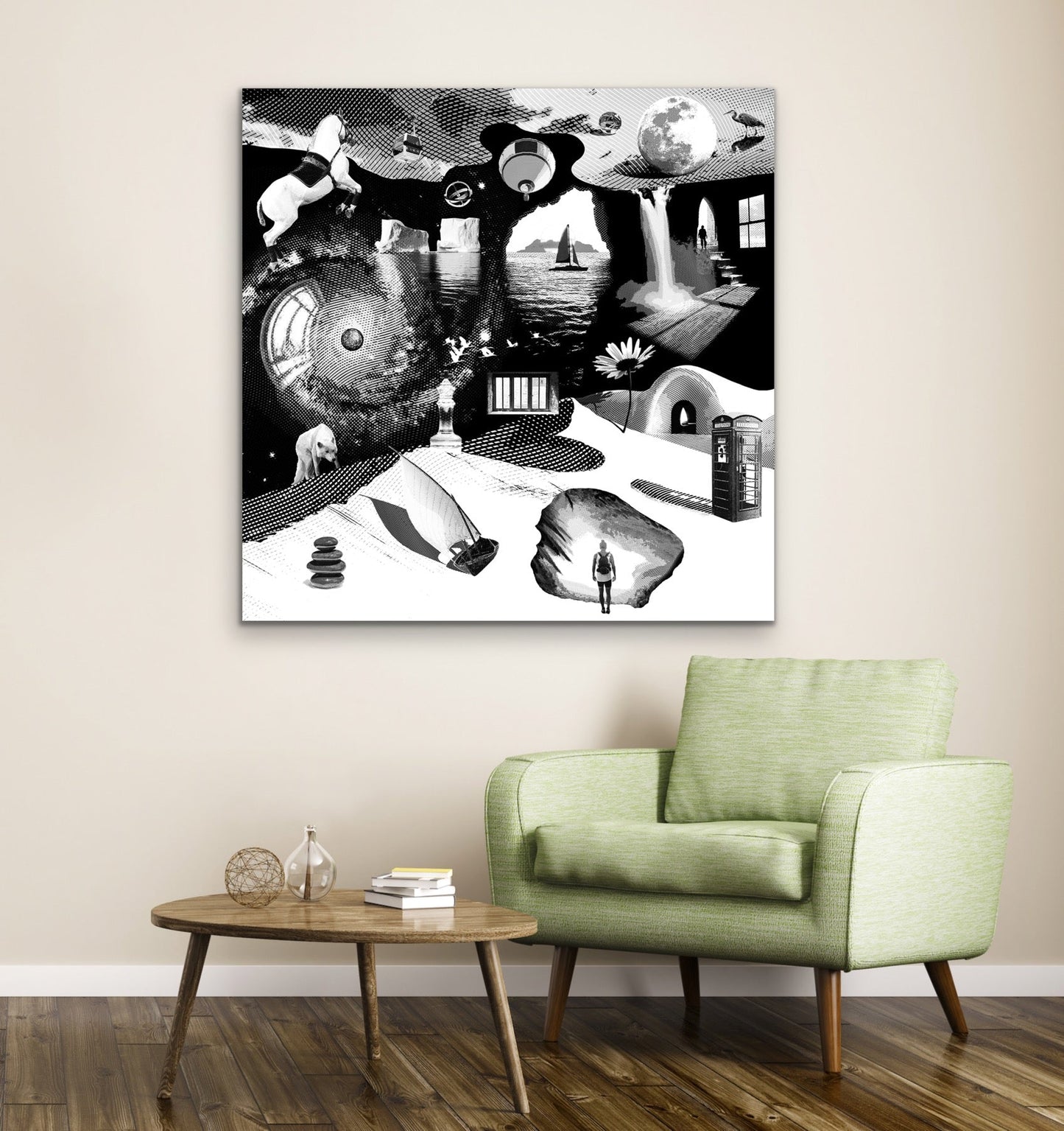 Dreamcatchers 02 - Surreal Limited Edition Giclée, Black & White on Canvas