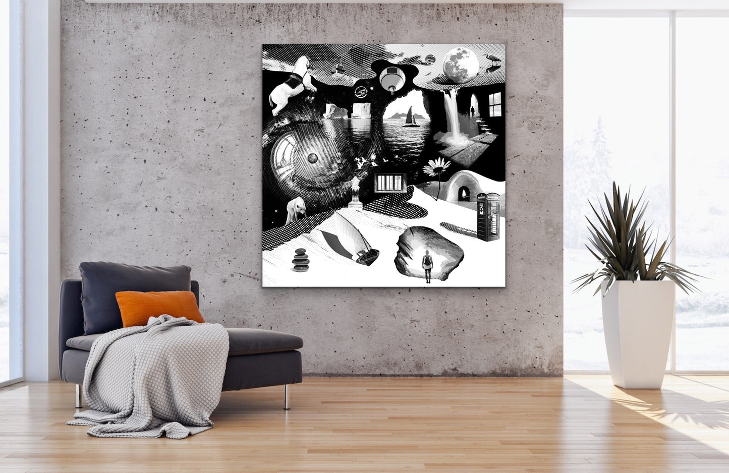 Dreamcatchers 02 - Surreal Limited Edition Giclée, Black & White on Canvas