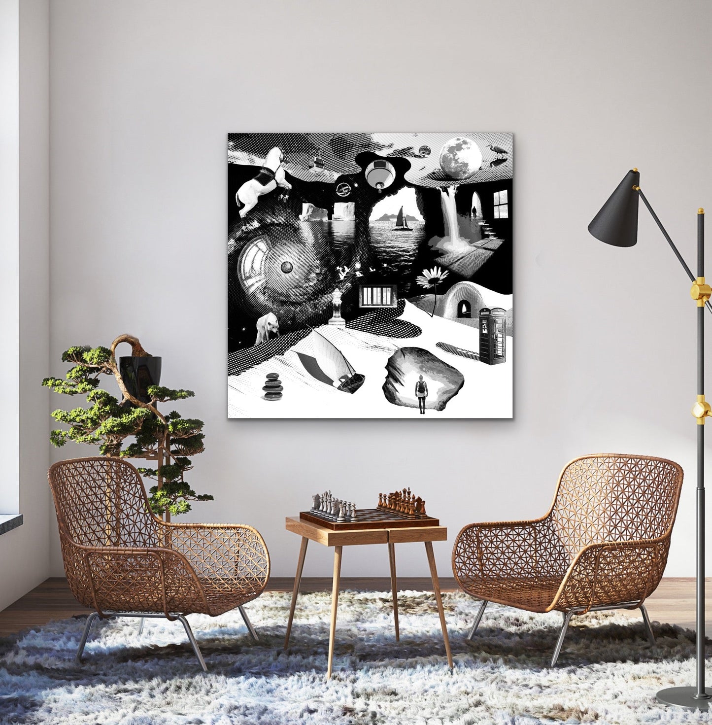 Dreamcatchers 02 - Surreal Limited Edition Giclée, Black & White on Canvas