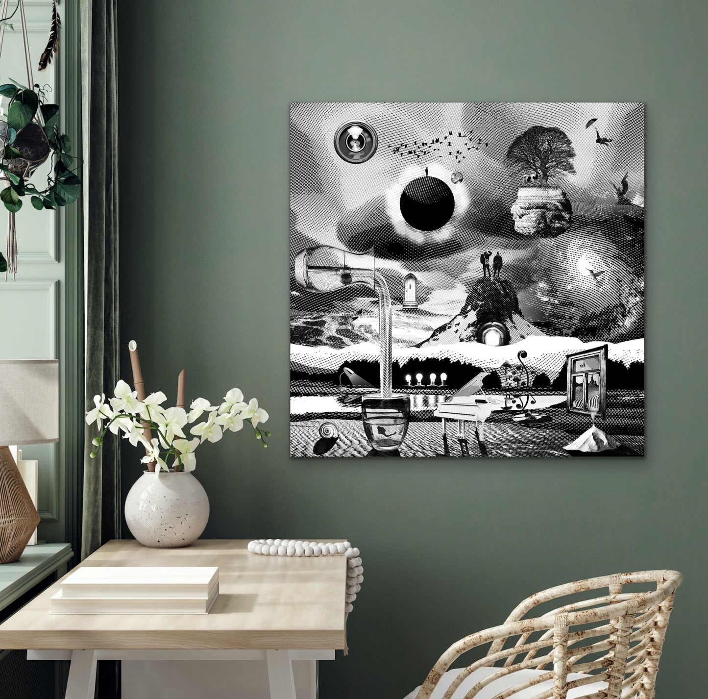 Dreamcatchers 03 - Surreal Limited Edition Giclée, Black & White on Canvas