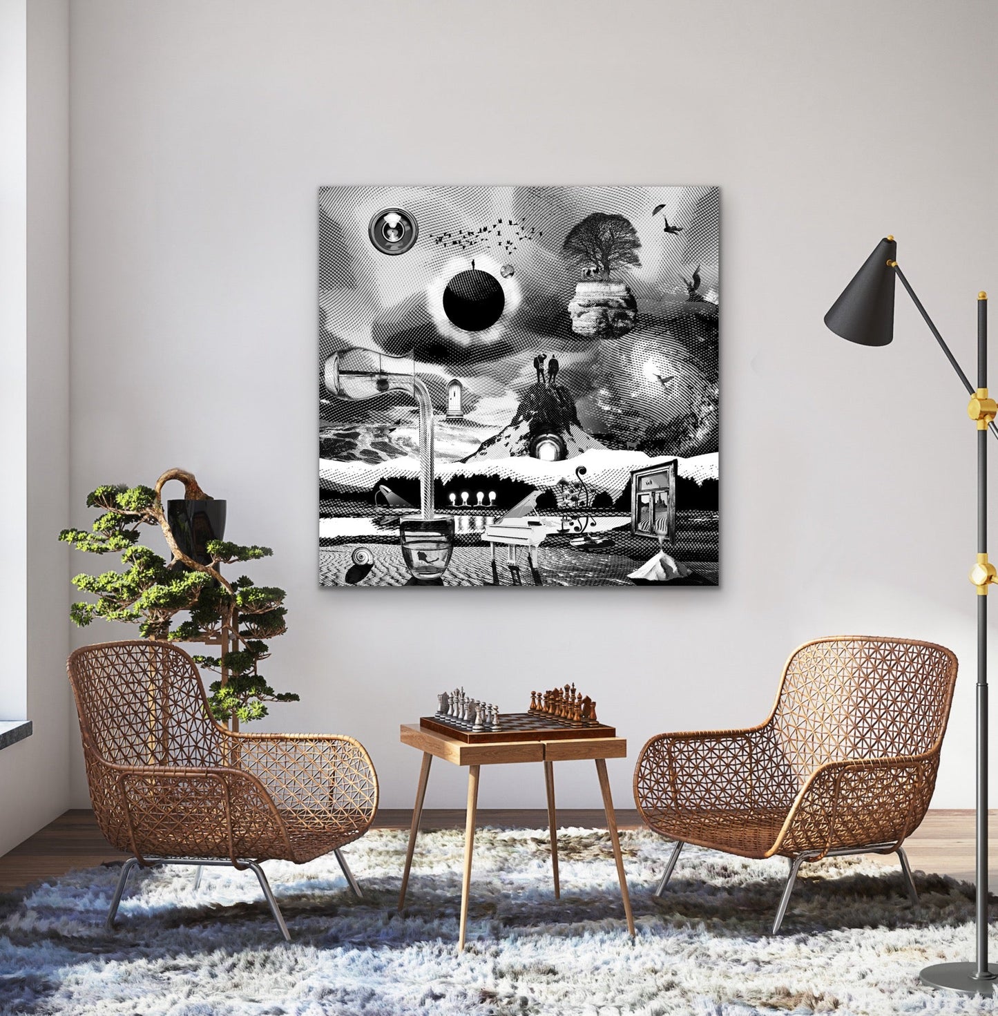 Dreamcatchers 03 - Surreal Limited Edition Giclée, Black & White on Canvas