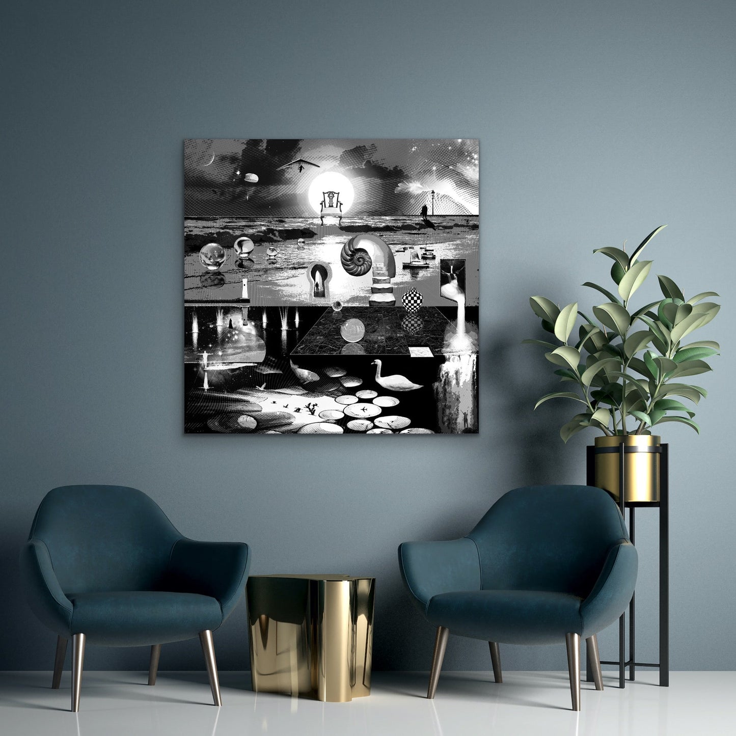 Dreamcatchers 04 - Surreal Limited Edition Giclée, Black & White on Canvas