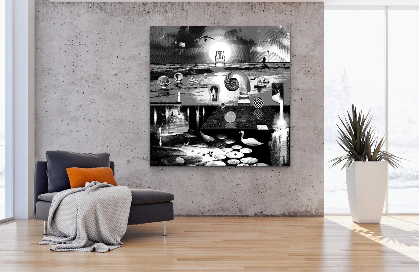 Dreamcatchers 04 - Surreal Limited Edition Giclée, Black & White on Canvas